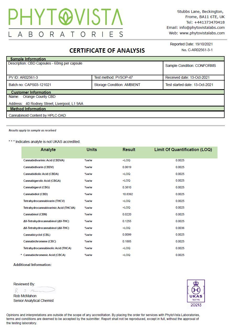Orange County 1800mg Full Spectrum CBD Capsules - 30 Caps - Image 2