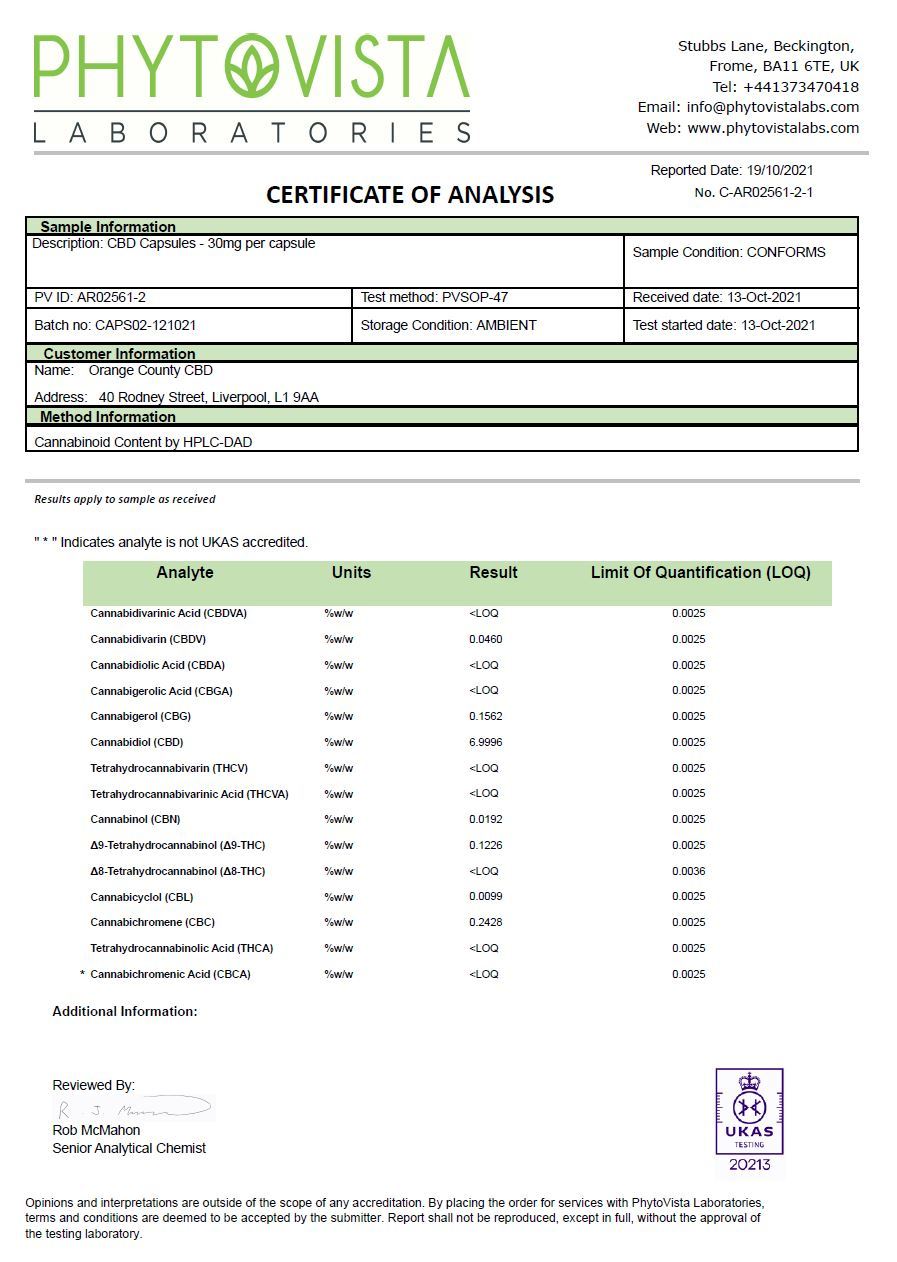 Orange County 1800mg Full Spectrum CBD Capsules - 60 Caps - Image 2
