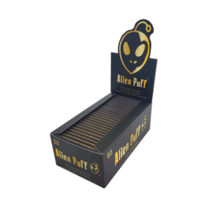 50 Alien Puff Black & Gold 1 1-4 Size Unbleached Brown Rolling Papers ( HP104 )