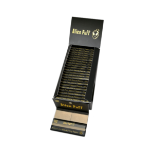 33 Alien Puff Black & Gold 1 1-4 Size Magnetic Unbleached Rolling Papers + Tips ( HP120 )