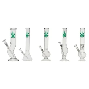 12" Small Leaf Glass Bong Mix Designs - GB-37