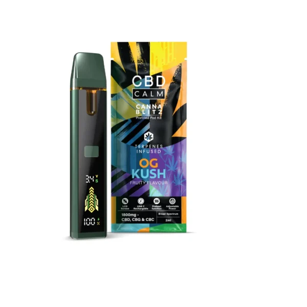 CBD Calm CANNABLITZ 1800mg CBD + CBG + CBC Prefilled Pod Vape Kit - Image 4